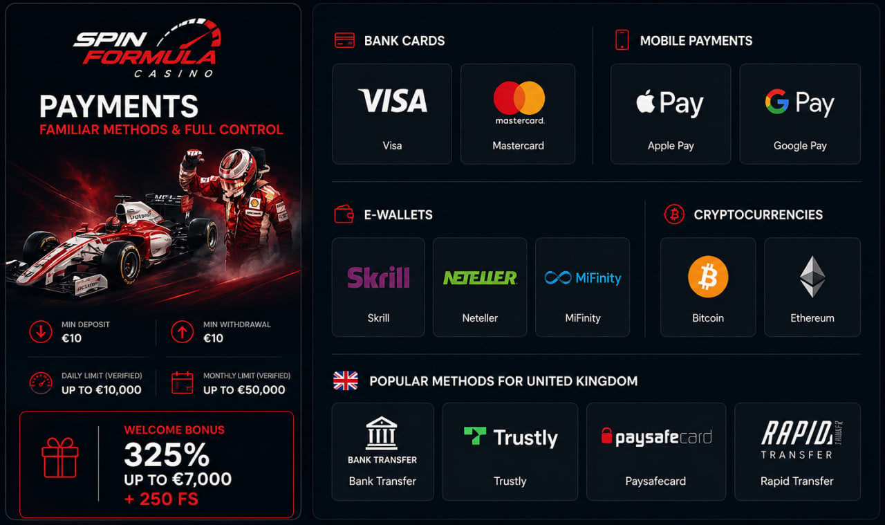 spinformula casino banking